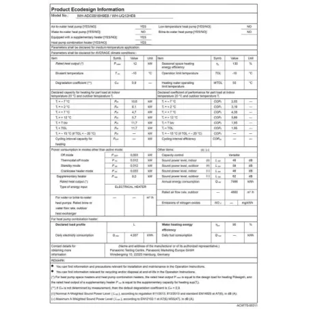 Panasonic Aquarea T-CAP Wärmepumpe KIT-AQC12HE8 12 kW 400 v R410-a SuperQuiet Kombi-Hydromodul Generation H dreiphasig KIT-AQ...