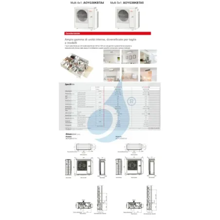 Fujitsu Quadri Split 12+12+12+12 Kanaleinbaugeräte AOYG30KBTA4 4X ARXG12KSLAP Klimageräte KS Mini R-32 A+++ A++ ARXG-KSLAP-12...