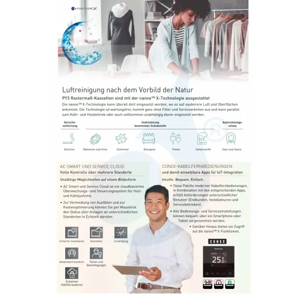 Panasonic 5.0 kW Mono Split S-50PY3E U-50PZ3E5 Klimaanlagen Kassettengerät 60 x 60 4 wege Steuerdraht 18000 Btu R-32 S-50PY3E...