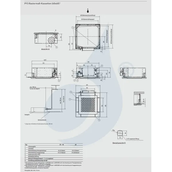 Panasonic 5.0 kW Mono Split S-50PY3E U-50PZ3E5 Klimaanlagen Kassettengerät 60 x 60 4 wege Steuerdraht 18000 Btu R-32 S-50PY3E...