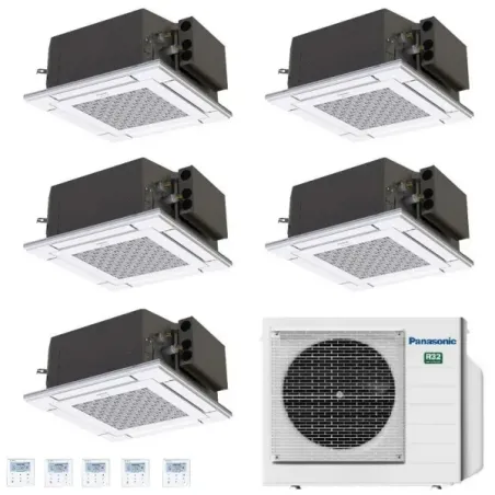 Panasonic Penta Split Kassettengerät 3.5+3.5+3.5+3.5+3.5 kW CU-5Z90TBE 4 x S-36PY3E + S-36PY3E Klimaanlagen R-32 60 x 60 4 we...
