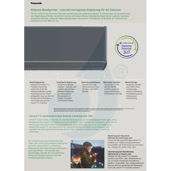 Panasonic 2.5 kW Mono Split CS-XZ25ZKEW-H CU-Z25ZKE Klimaanlagen Wand XZ-H Etherea Graphitgrau 9000 Btu WiFi R-32 A+++ A+++ C...