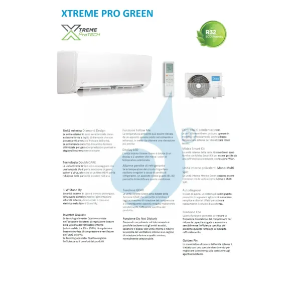 Climatiseur split Midea Trio 9+12+18 Btu Xtreme Pro VERT M4OE-28HFN8-Q