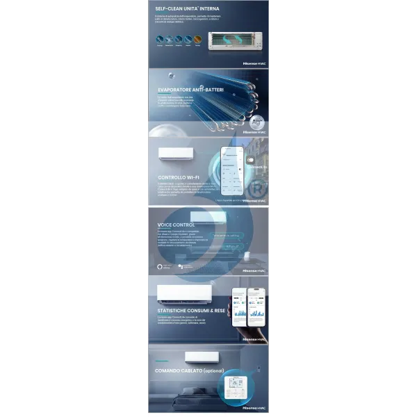 Climatiseur intérieur Hisense série UNI HB, 9000 BTU