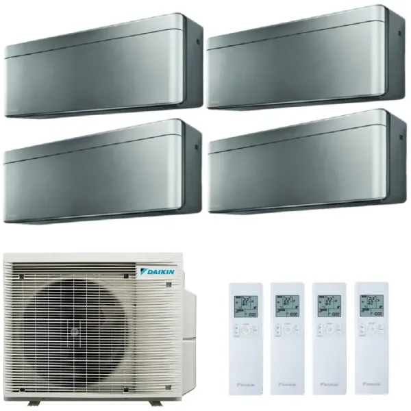 Daikin Quadri Split 7+12+12+18 Stijlvol Totaal Zilver 4MXM80A9