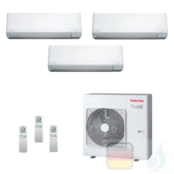 Toshiba Klimaanlagen Trio Split Wand 9000+9000+24000 Btu + RAS-3M26U2AVG-E R-32 Daiseikai Light A++ A+ 2.5+2.5+7.1 kW J2KVRG_...