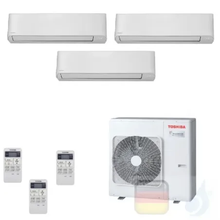 Toshiba Klimaanlagen Trio Split Wand 7000+7000+15000 Btu + RAS-3M18U2AVG-E R-32 Seiya WiFi Optional A++ A++ 2.0+2.0+4.2 kW J2...