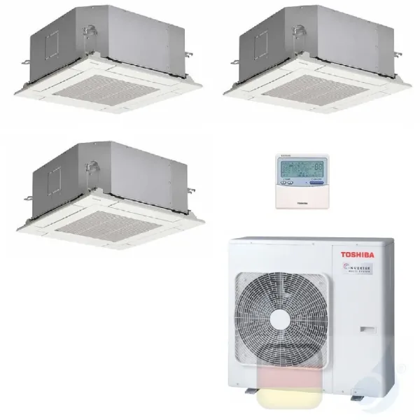 Toshiba Klimaanlagen Trio Split Kassettengerät 60x60 9000+12000+12000 Btu + RAS-3M18U2AVG-E R-32 A++ A+ 2.5+3.5+3.5 kW PKVPG_...