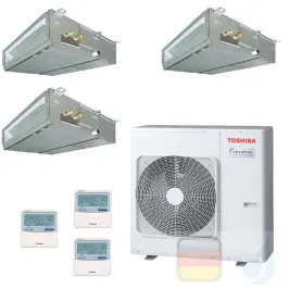 Toshiba Klimaanlagen Trio Split Kanalgerät Slim 9000+9000+12000 Btu + RAS-3M18U2AVG-E R-32 WiFi Optional A++ A+ 2.5+2.5+3.5 k...