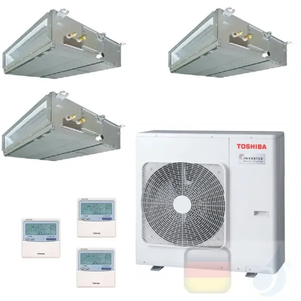 Toshiba Klimaanlagen Trio Split Kanalgerät Slim 9000+9000+21000 Btu + RAS-3M26U2AVG-E R-32 WiFi Optional A++ A+ 2.5+2.5+6.1 k...