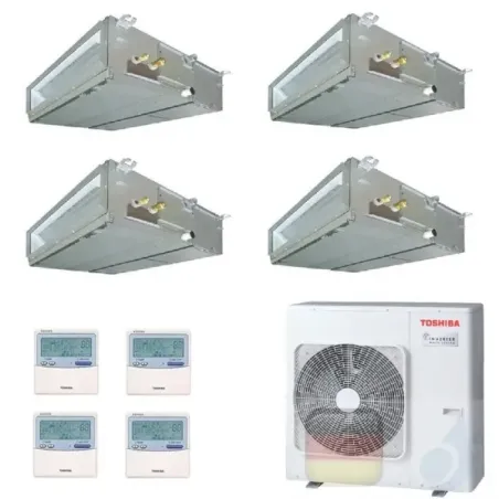 Toshiba Klimaanlagen Quadri Split Kanalgerät Slim 7000+7000+7000+15000 Btu + RAS-4M27U2AVG-E R-32 A+ A+ 2.0+2.0+2.0+4.2 kW U2...