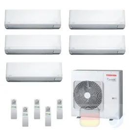 Toshiba Klimaanlagen Penta Split Wand 9+9+9+9+9 Btu + RAS-5M34U2AVG-E R-32 Daiseikai Light A++ A+ 2.5+2.5+2.5+2.5+2.5 kW J2KV...