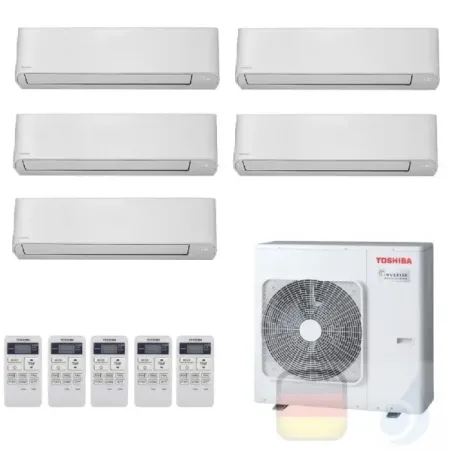 Toshiba Klimaanlagen Penta Split Wand 7+7+7+7+12 Btu + RAS-5M34U2AVG-E R-32 Seiya WiFi Opt A++ A+ 2.0+2.0+2.0+2.0+3.5 kW J2KV...