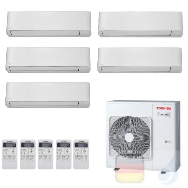Toshiba Klimaanlagen Penta Split Wand 7+7+7+7+15 Btu + RAS-5M34U2AVG-E R-32 Seiya WiFi Opt A++ A+ 2.0+2.0+2.0+2.0+4.2 kW J2KV...