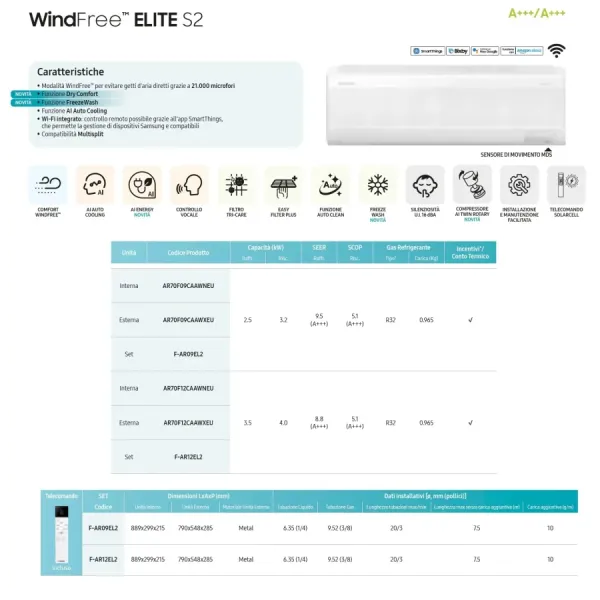 Climatiseur split mono Samsung 9000 BTU AR70F09CAAWNEU AR70F09CAAWXEU Blanc