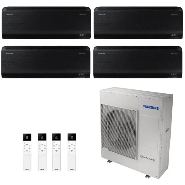 Climatiseur split Samsung Quadri Split 9+9+9+12 Btu Windfree Noir AJ080TXJ4KG/UE