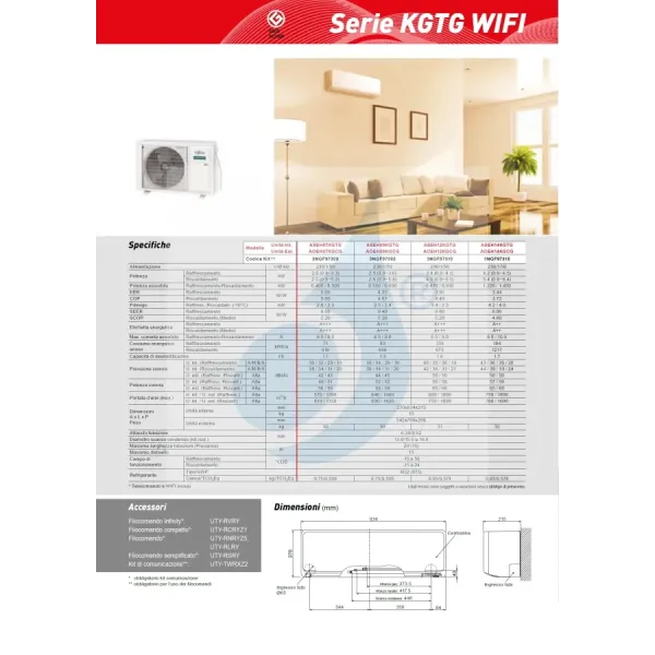 Fujitsu Mono Split 12000 Btu ASEH12KGTG AOEH12KGCG Wit