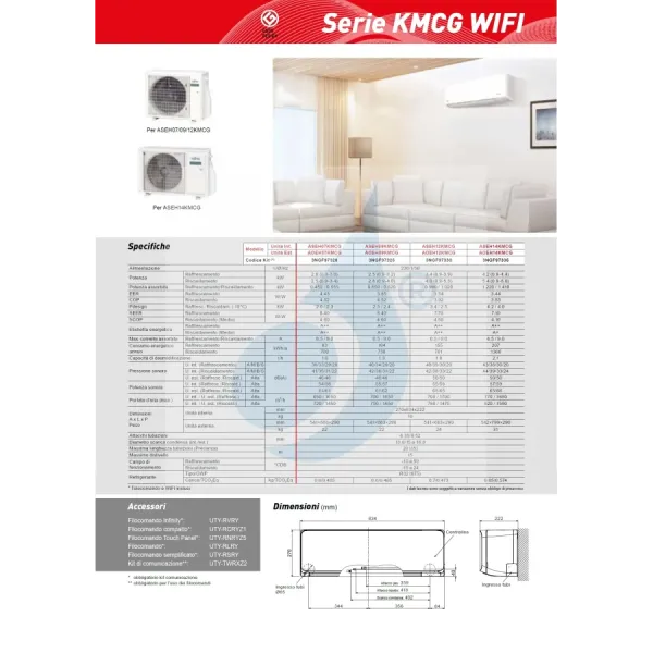 Climatiseur split monobloc Fujitsu 7000 Btu ASEH07KMCG AOEH07KMCG Blanc