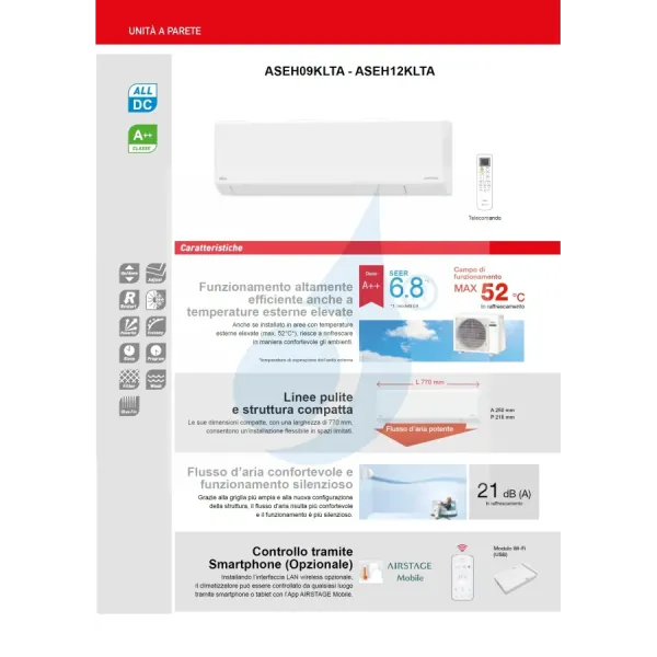 Fujitsu Mono Split 9000 Btu ASEH09KLTA AOEH09KLTA Wit