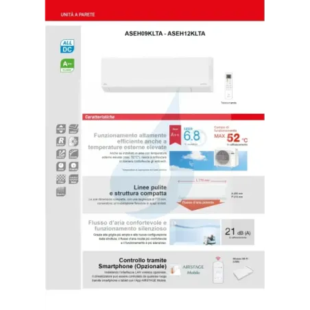 Climatiseur split monobloc Fujitsu 9000 Btu ASEH09KLTA AOEH09KLTA Blanc