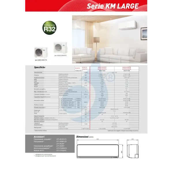 Climatiseur split monobloc Fujitsu 18 000 BTU ASEG18KMTE AOEG18KMTA Blanc