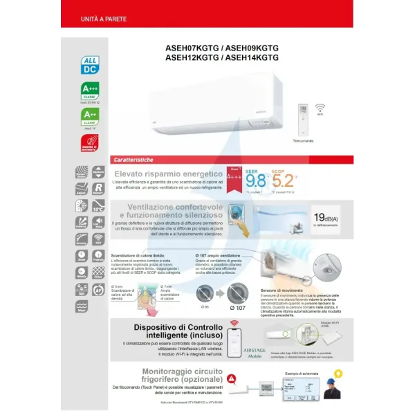 Climatiseur mural WiFi Fujitsu Duo Split 12+12 KGTG AOEG24KBCA3