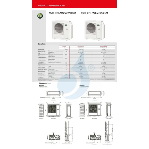 Fujitsu Quadri Split 9+9+12+15 KGTG WiFi AOEG30KBTA4 Wit