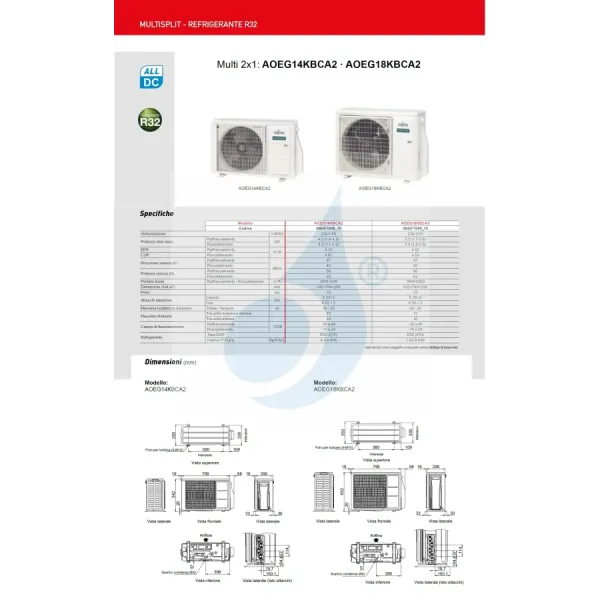 Fujitsu Duo Split 9+9 KL-Channel Air Conditioner AOEG14KBCA2
