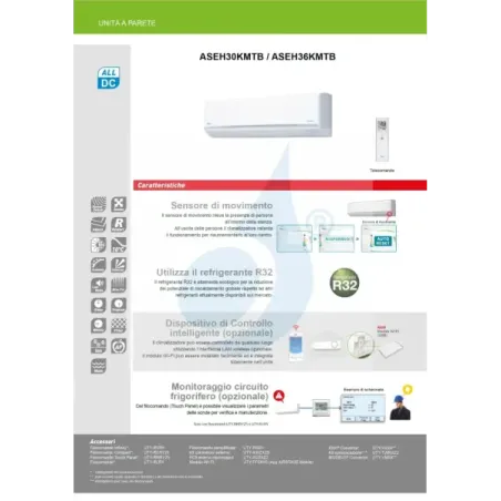 Climatiseur split mono Fujitsu 30 000 Btu ASEH30KMTB AOEH30KMTB 220 V