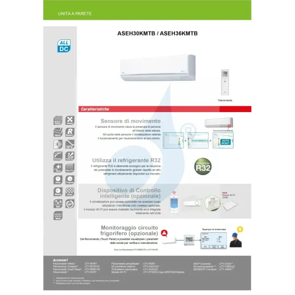 Climatiseur split monobloc Fujitsu 36 000 BTU ASEH36KMTB AOEH36KMTB 220 V