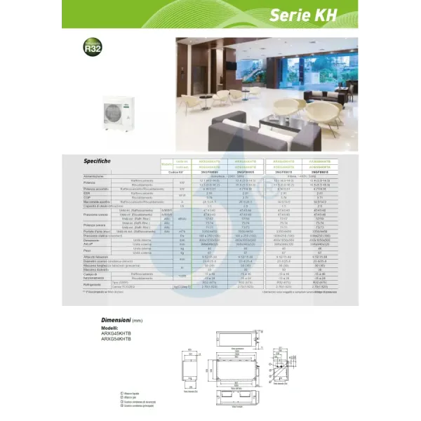 Climatiseur split mono Fujitsu 45 000 BTU ARXG45KHTB AOEG45KBTB 220 V