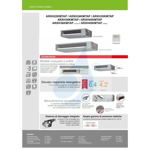 Climatiseur split mono Fujitsu 45 000 BTU ARXH45KMTAP AOEG45KQTA 380 V