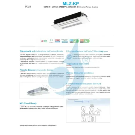 Mitsubishi Quadri Split cassette-apparaat MLZ-KP 9+9+9+9 Btu MXZ-4F80VF4