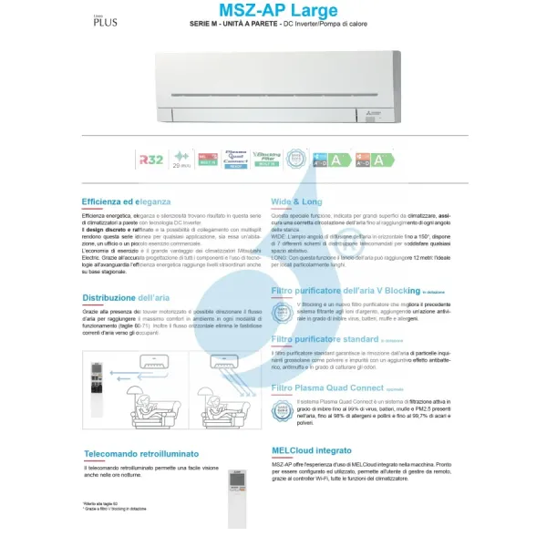 Air conditioning units Mitsubishi Mono Split 21 Btu wall MSZ-AP-Large