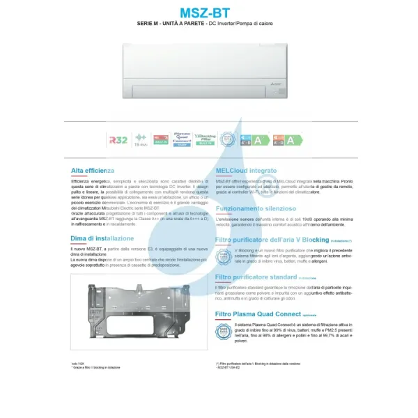 Air conditioners Mitsubishi Duo Split 9+9 MSZ-BT White MXZ-2F42VF4