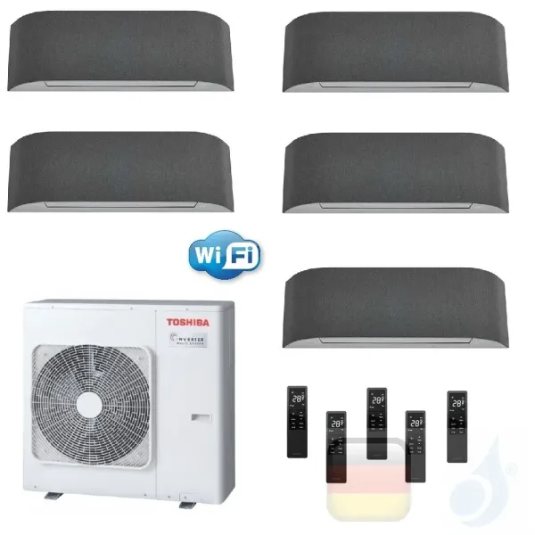 Toshiba Klimaanlagen Penta Split Wand 9+9+9+9+9 Btu + RAS-5M34U2AVG-E R-32 Haori A++ A+ 2.5+2.5+2.5+2.5+2.5 kW KVRG_9+9+9+9+9...