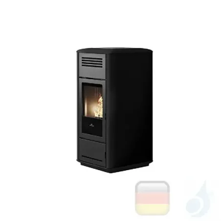 Edilkamin Hydro Pelletofen Milla H 15 15.3 kW Ausschaltbares Warmluftgebläse Schwarz Beschichtungstyp keramic A++ EdilK-809130