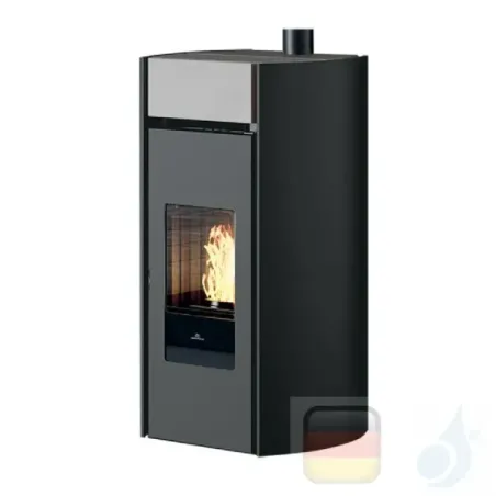 Edilkamin Hydro Pelletofen Myrna H 15 15.3 kW Ausschaltbares Warmluftgebläse Grau Beschichtungstyp keramic A++ EdilK-810630