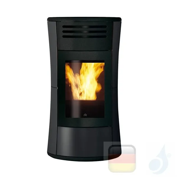Edilkamin Hydro Pelletofen Cherie Up H 16.2 kW Ausschaltbares Warmluftgebläse Grau Beschichtungstyp stahl A+ EdilK-805850