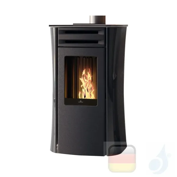 Edilkamin Raumluftunabhängige Pelletöfen Dania Air Tight C Plus 8.0 kW Ductable WiFi Schwarz Beschichtungstyp glass EdilK-810610